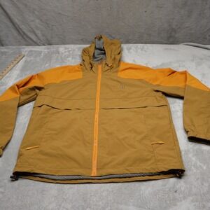 Bass Outdoor Jacket Mens Small Brown Hooded Mesh Lined Full Zip Hooded Wind Rain